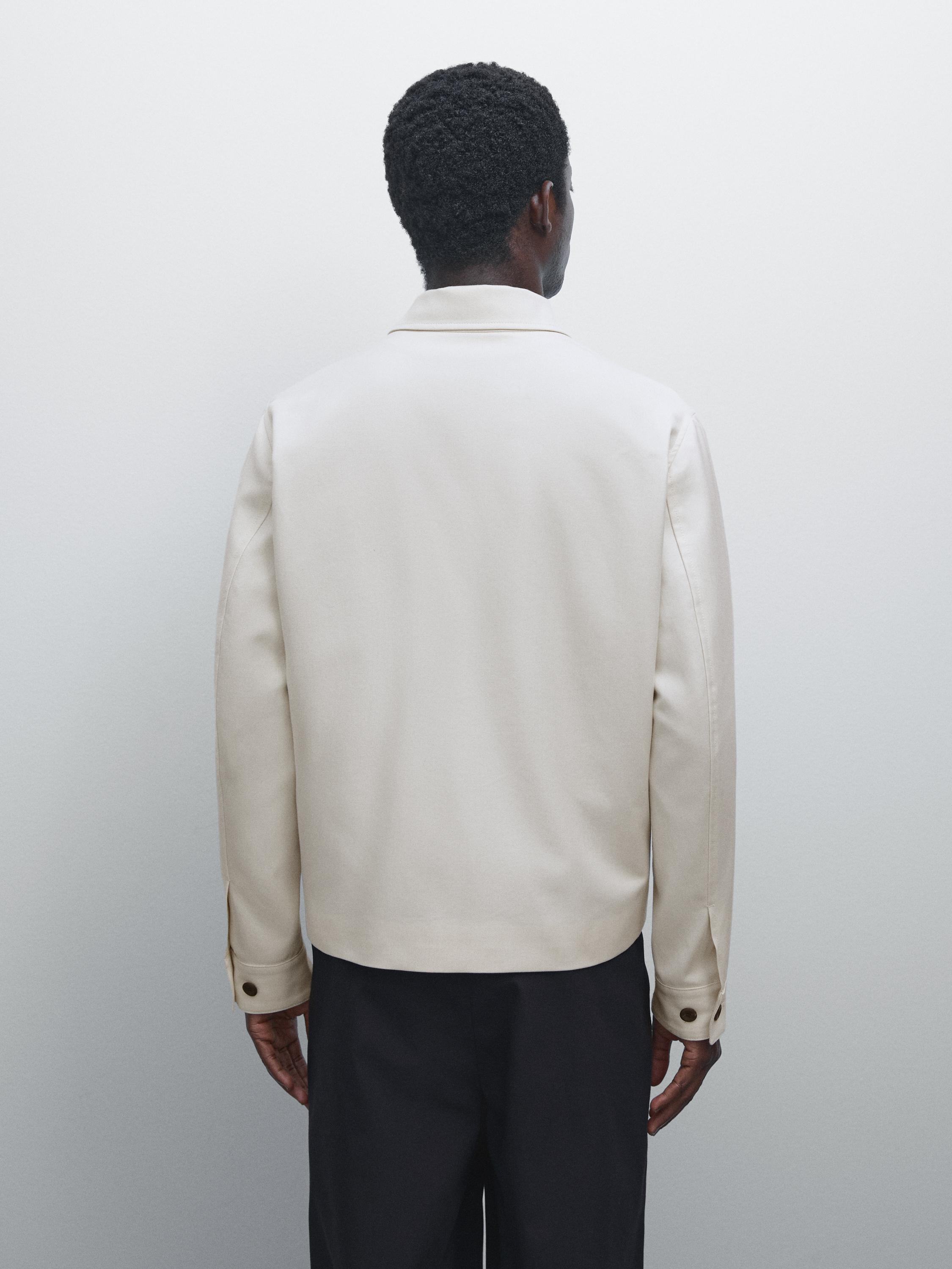 Blouson court poches laine et coton